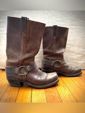 Tall Frye harness brown boots